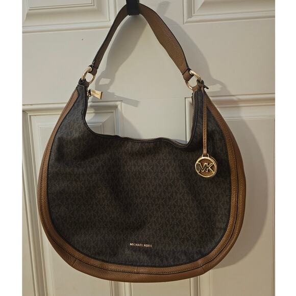 Michael Kors Large dark brown & tan hobo leather bag - Picture 1 of 3